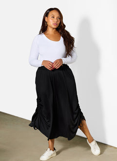 Kayla Ruched A-Line Midi Skirt