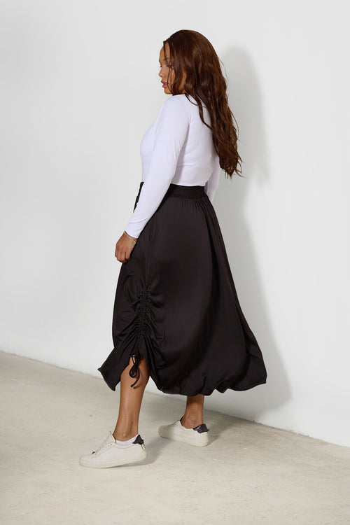 Kayla Ruched A-Line Midi Skirt