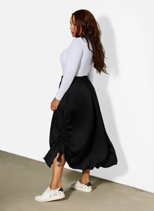 Kayla Ruched A-Line Midi Skirt