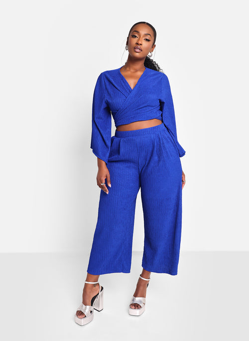 Kennedy Textured Flare Sleeve Wrap Top
