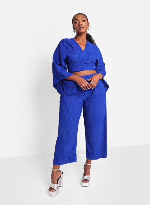 Kennedy Textured Flare Sleeve Wrap Top