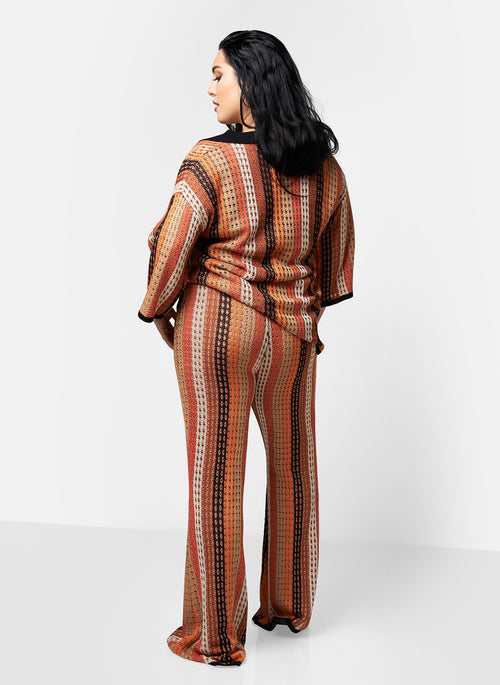 Lateefa Knit Multi Stripe Oversized Collared Top