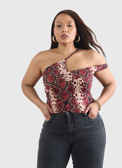 Layla Asymmetrical Snake Skin Crop Top