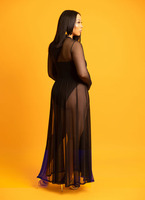 Lori Mesh Skater Maxi Dress w. Bodysuit