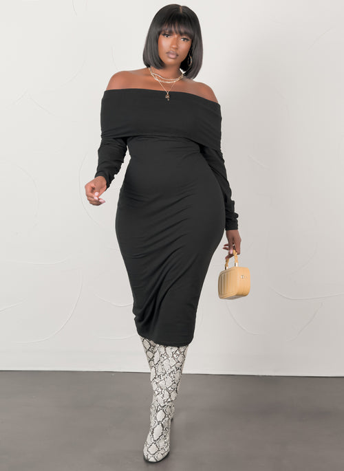 A Staple Piece Over The Shoulder Bodycon Midi Dress
