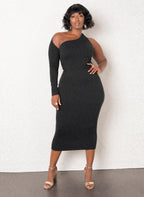 One Shoulder Bodycon Midi Dress