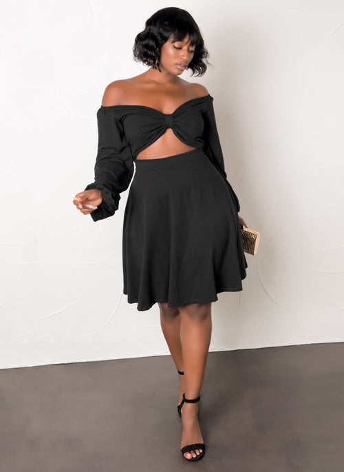 Puff Sleeve Skater Mini Dress