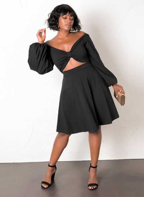 Puff Sleeve Skater Mini Dress