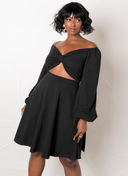 Puff Sleeve Skater Mini Dress