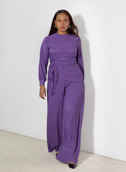 Nicole Textured Wide Leg Pants