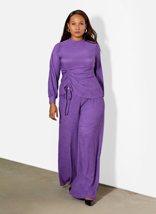 Nicole Textured Wide Leg Pants