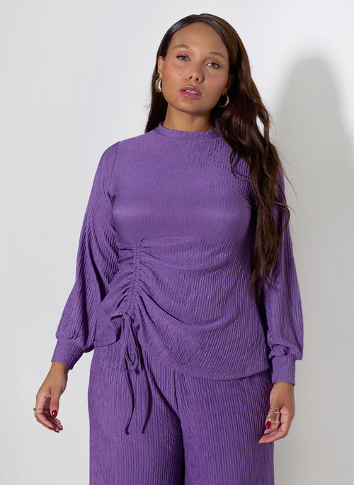 Nicole Textured Drawstring Detail Top