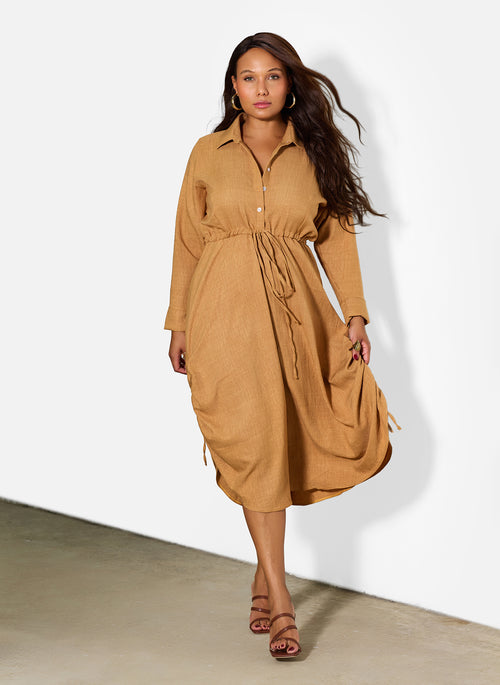 Noa Collared A-Line Midi Dress
