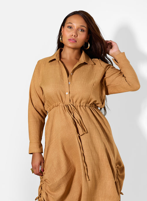 Noa Collared A-Line Midi Dress