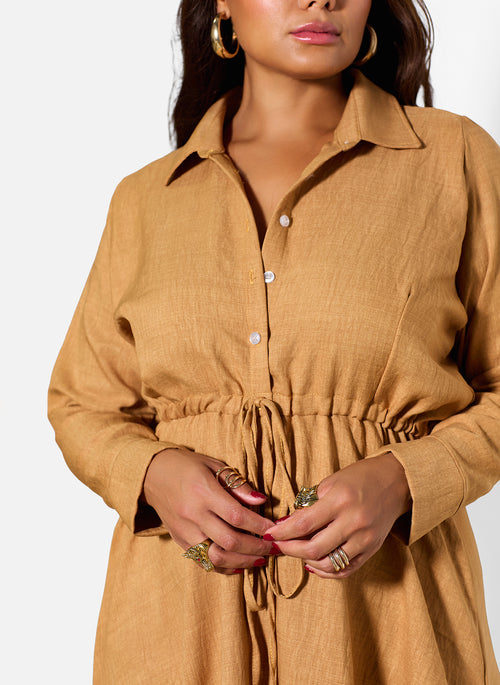 Noa Collared A-Line Midi Dress