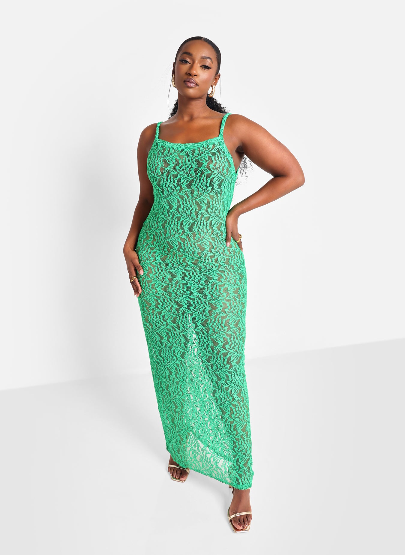 Green maxi slip dress best sale