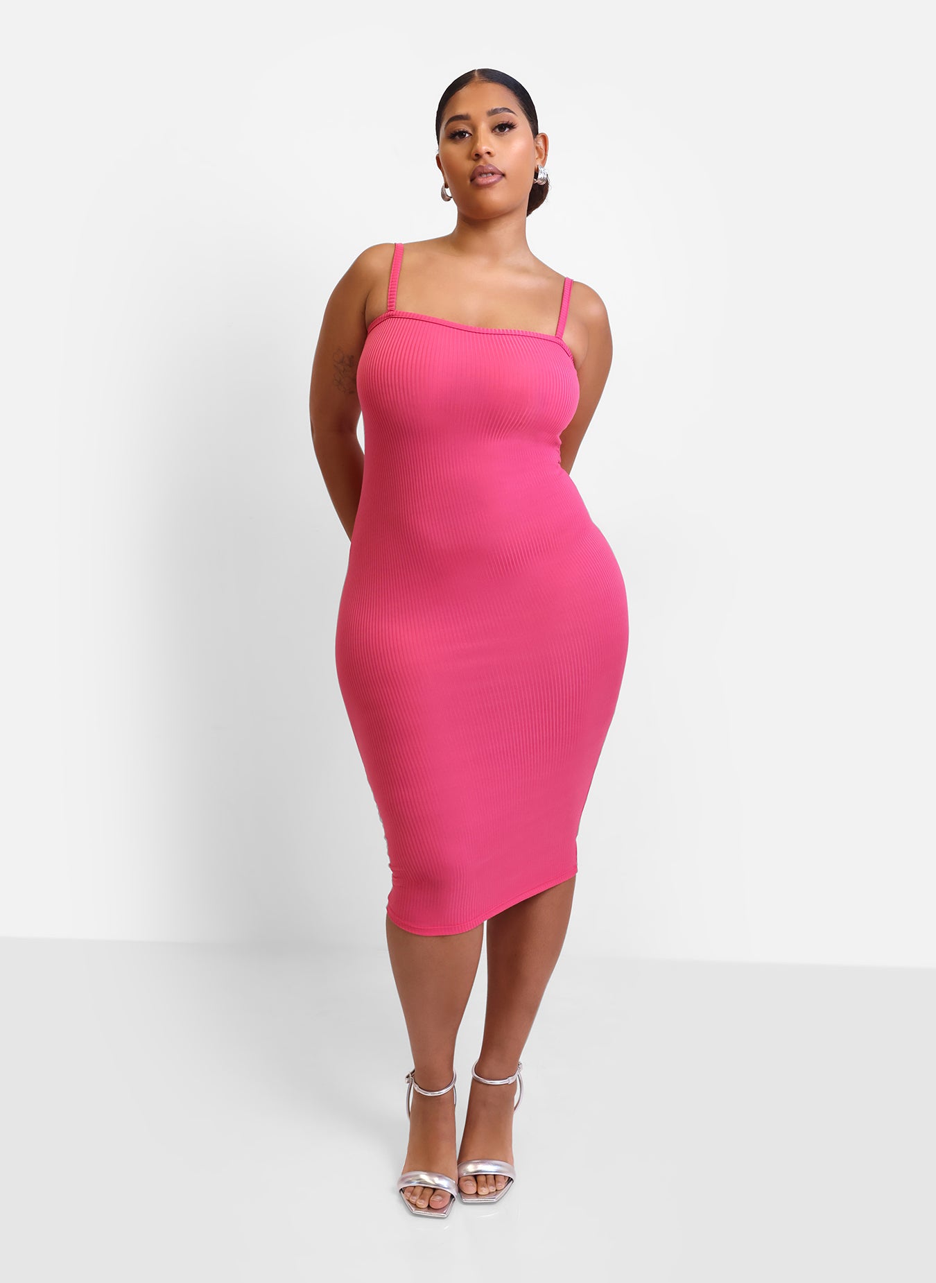 Perfect Ending Light Weight Ribbed Bodycon Midi Dress - Bubblegum Pink
