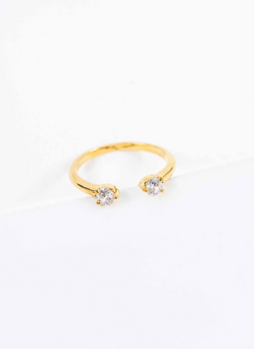 Twin Stone Adjustable Ring Gold
