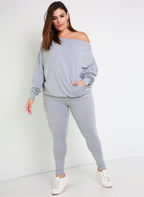 Reassurance Over The Shoulder Sweater & Legging Set - Gray