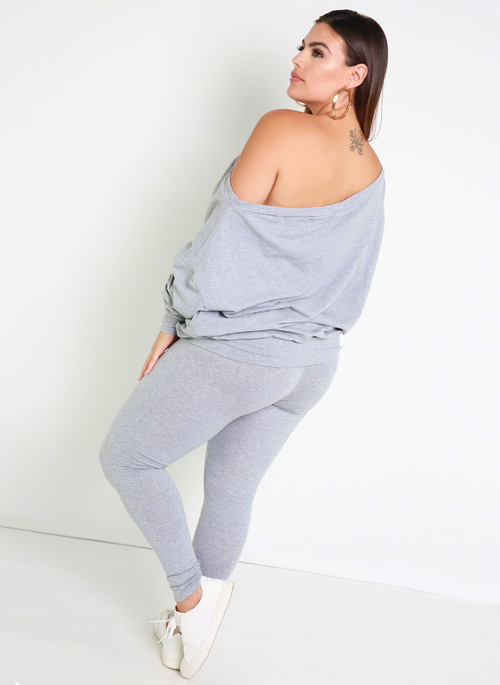 Reassurance Over The Shoulder Sweater & Legging Set - Gray