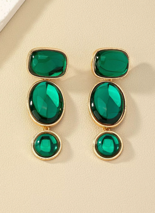 18K Gold-Plated Alloy Resin Drop Earrings