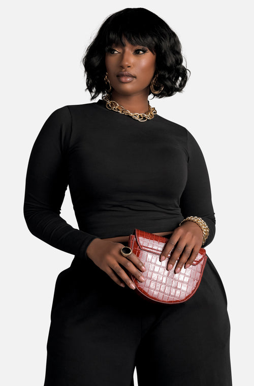 Essential Long Sleeve Crop Top - Black