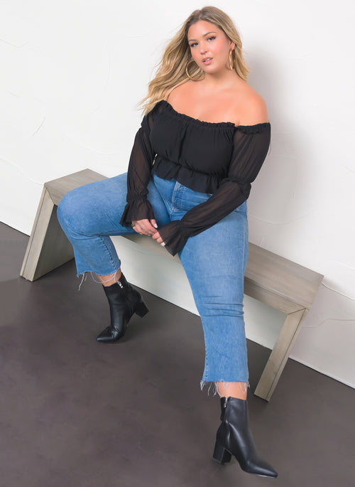 What I Please Over The Shoulder Sheer Top