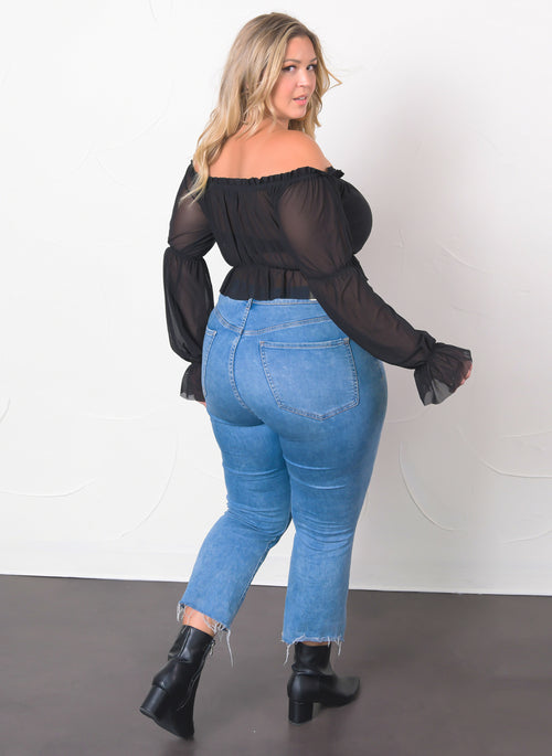 What I Please Over The Shoulder Sheer Top