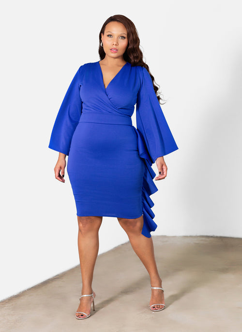 Sonnia Kimono Sleeve Ruffled Mini Dress