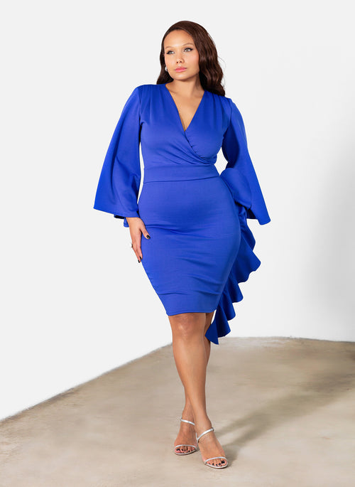 Sonnia Kimono Sleeve Ruffled Mini Dress