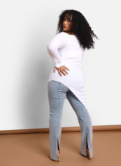 Roxy Ribbed Asymmetrical Off Shoulder Top