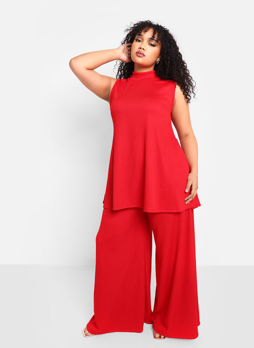 Shayla Ribbed Wide Leg Pants W. Pockets