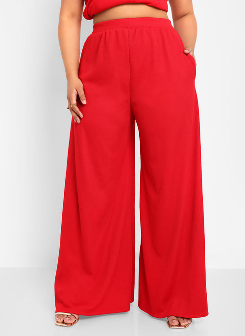 Shayla Ribbed Wide Leg Pants W. Pockets