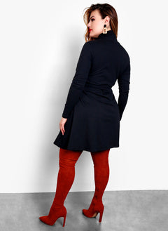 Take Me With You Turtleneck Skater Mini Dress - Black