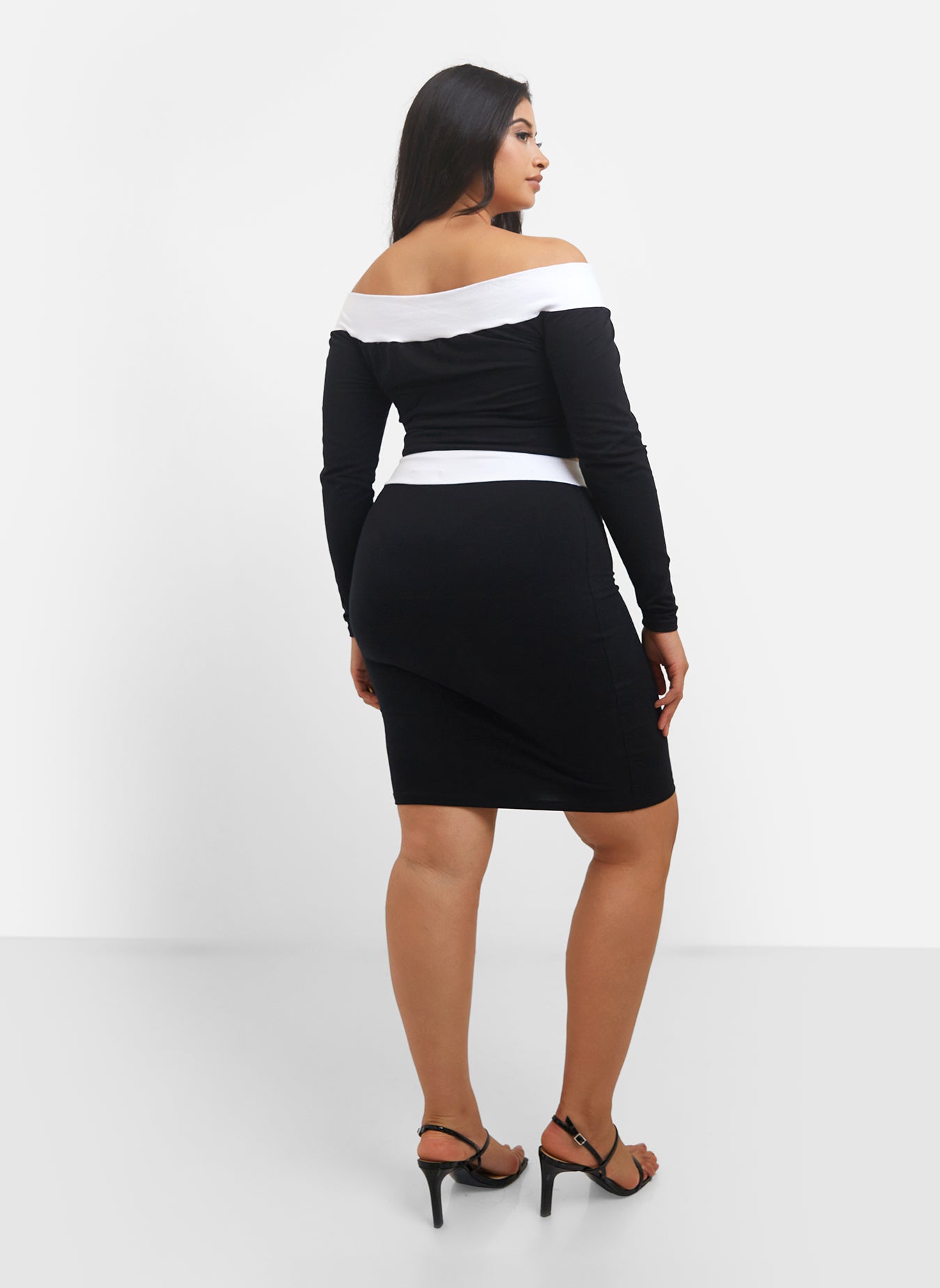 Thalia Colorblock Mini Bodycon Skirt - Black & White