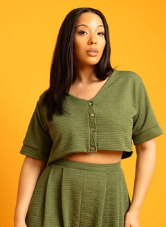 Tina Button Down Crop Top