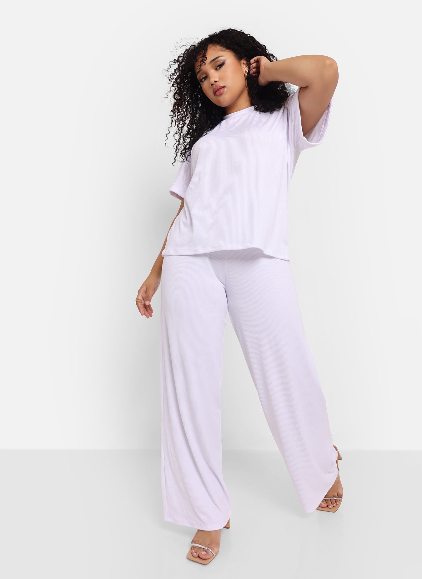 Whitney Ribbed Top & Wide Leg Pant Set
