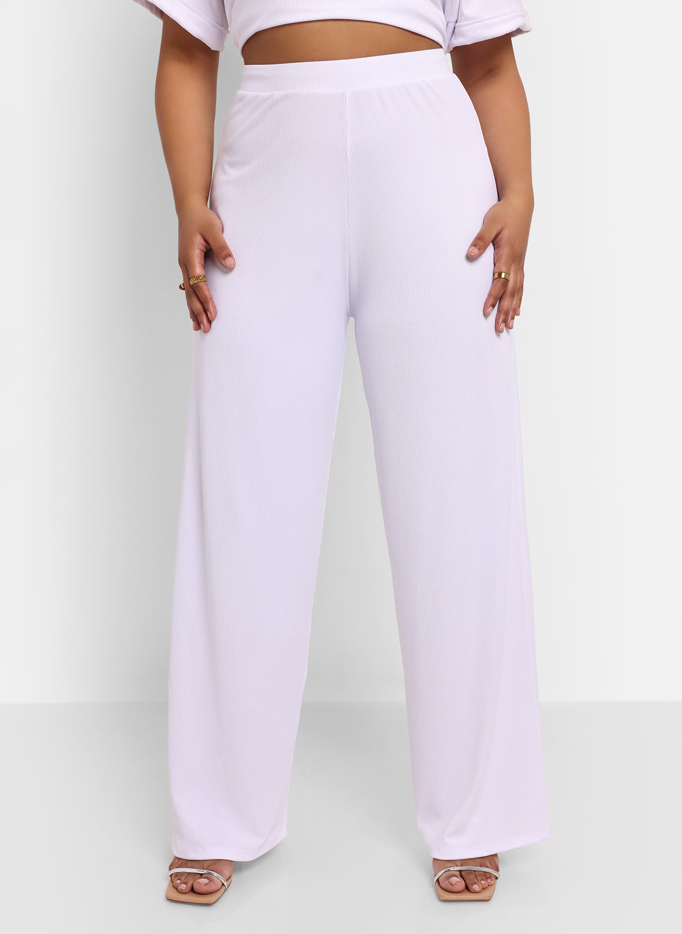 Whitney Ribbed Top & Wide Leg Pant Set