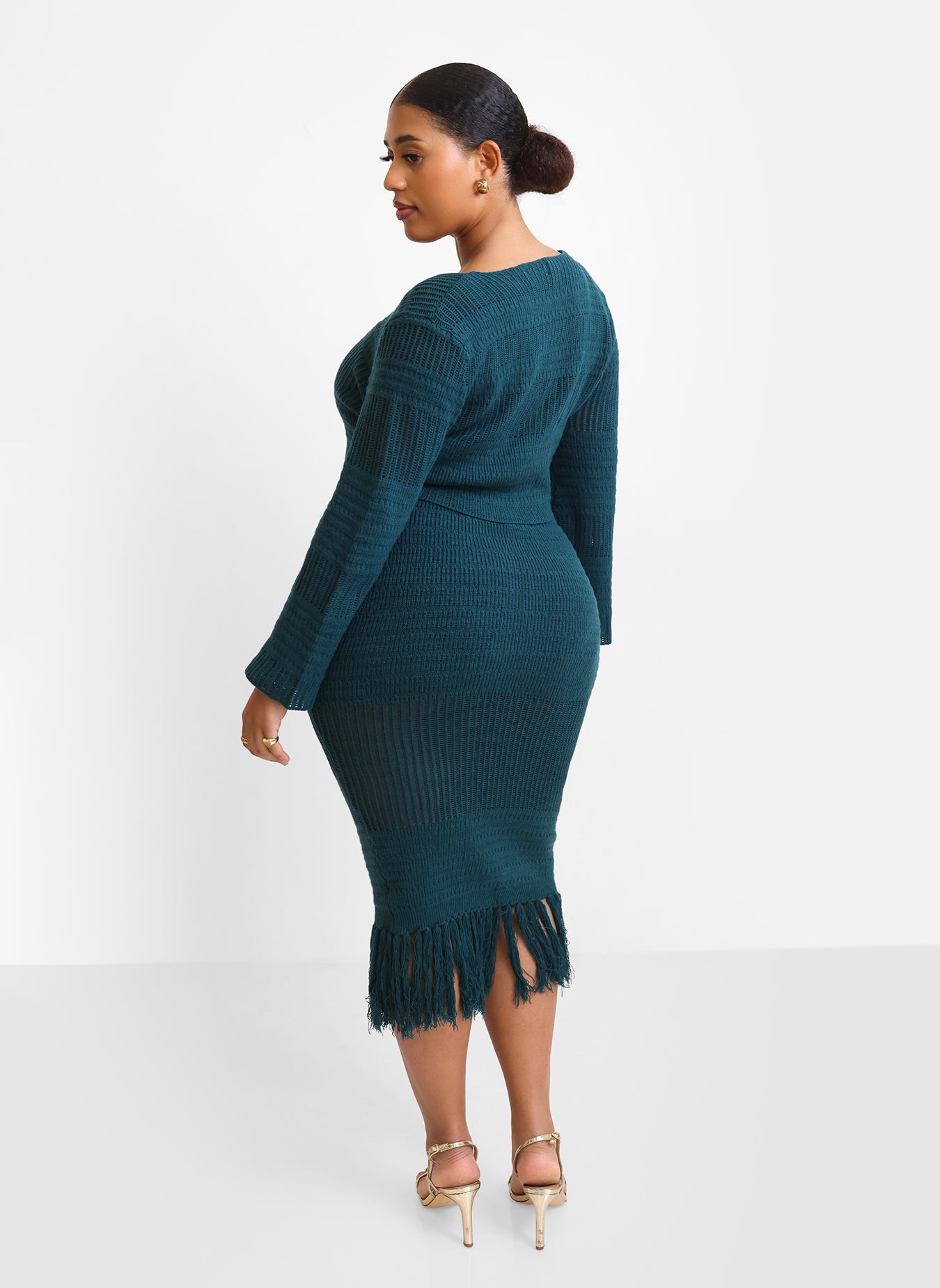 Jina Crochet Bell Sleeve Blouse - Teal