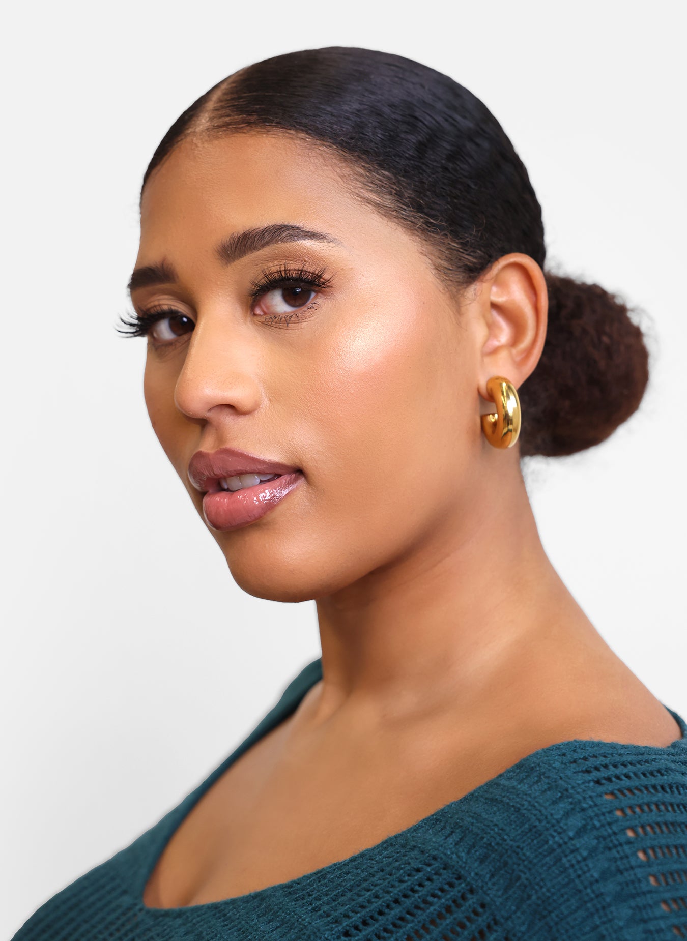 18K Gold Plated Polished Hollow Hoop Earrings