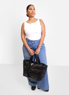 Metallic Puffer Tote