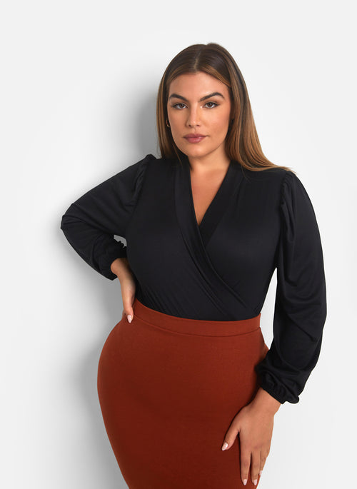 Adina V Neck Puff Sleeve Bodysuit
