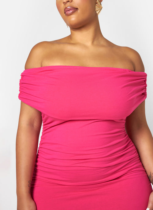 Analise Cotton Over The Shoulder Bodycon Maxi Dress