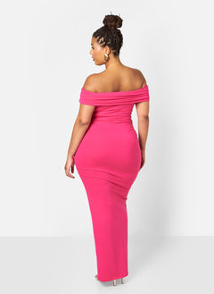 Analise Cotton Over The Shoulder Bodycon Maxi Dress
