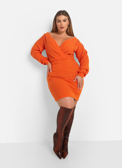 Eve Ribbed Drop Sleeve Mini Bodycon Dress