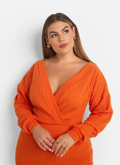 Eve Ribbed Drop Sleeve Mini Bodycon Dress