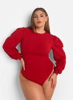 Catch Up Puff Sleeve Bodysuit - Red