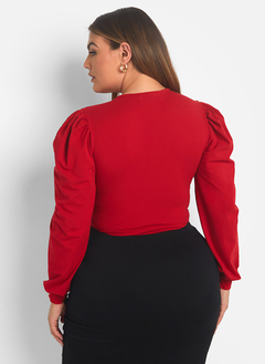 Catch Up Puff Sleeve Bodysuit - Red