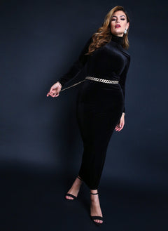 Center of Attention Turtleneck Long Sleeve Bodycon Maxi Dress