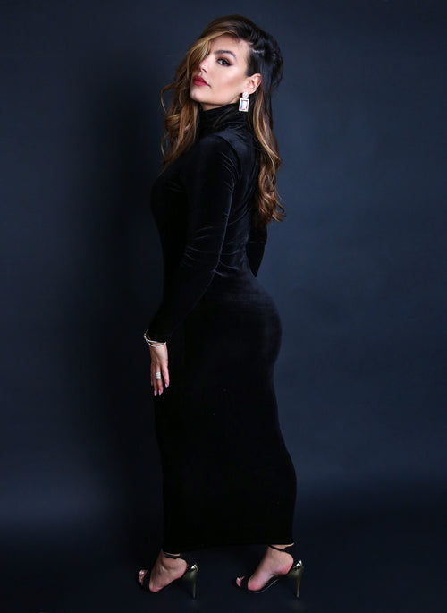 Center of Attention Turtleneck Long Sleeve Bodycon Maxi Dress